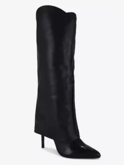Bottes noires hautes à talons hauts et bout pointu pour femmes