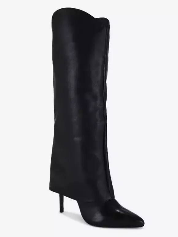 Bottes noires hautes à talons hauts et bout pointu pour femmes