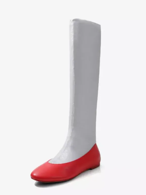 Bottes plates pour femmes bout rond style souple mi-mollet