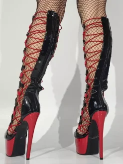 Bottes sexy à talons hauts unisexes plateforme bout ouvert lacets sandales