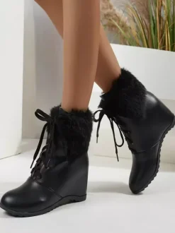 Bottes Sweet Lolita en cuir PU à bout rond roses
