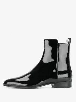 Bottes vernies pour hommes bottines à bout pointu et talons bas bottes de bal noires à fermeture éclair