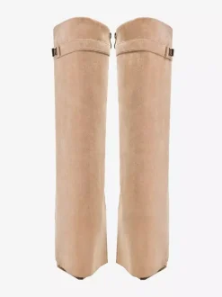 Bottes au genou pour femmes avec tige en micro-suède et détails métalliques Bottes hautes au genou