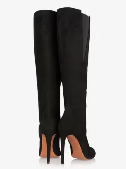 Bottes au genou pour femmes bottes hautes noires à talons aiguilles chics