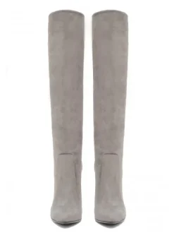 Bottes au Genou à Talons Hauts Femme avec Bout Rond Unicolore