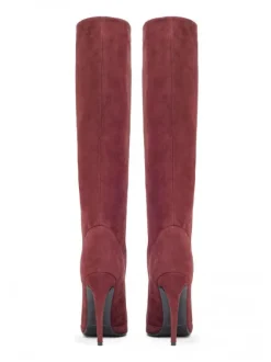 Bottes au Genou à Talons Hauts Femme avec Bout Rond Unicolore