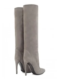 Bottes au Genou à Talons Hauts Femme avec Bout Rond Unicolore