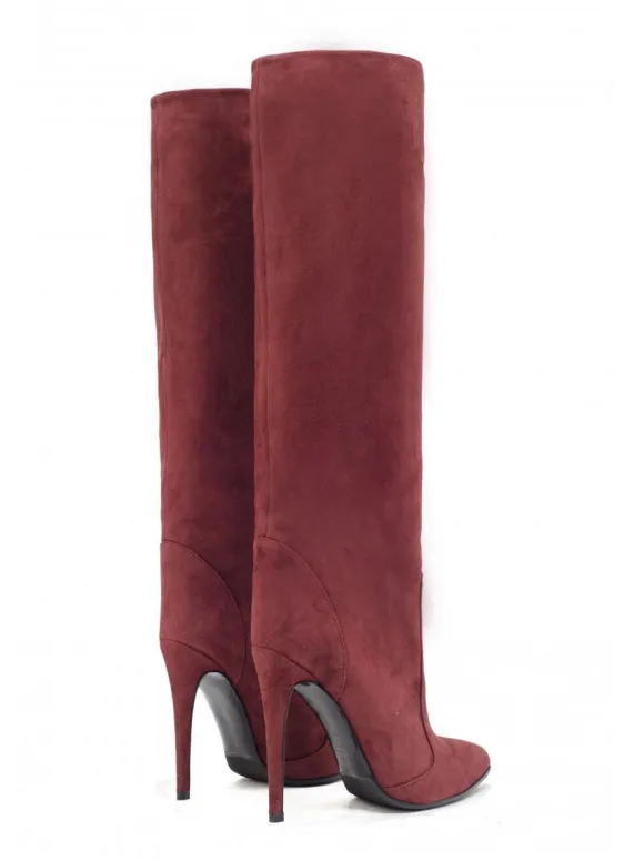 Bottes au Genou à Talons Hauts Femme avec Bout Rond Unicolore