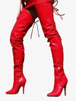 Bottes à bout pointu en Synthétique rouge unicolore