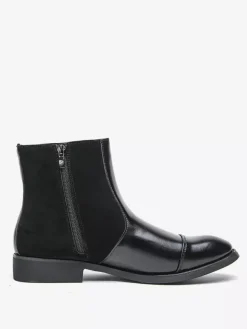Bottes Chelsea pour hommes en cuir PU noir