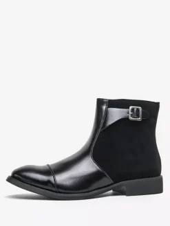 Bottes Chelsea pour hommes en cuir PU noir