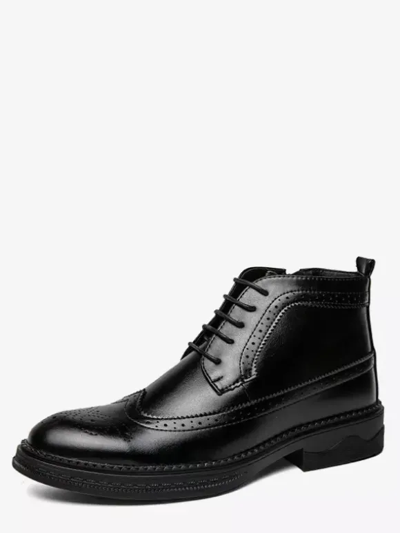Bottes classiques à bout golf pour hommes bottines Derby en cuir à bout rond et talon bas