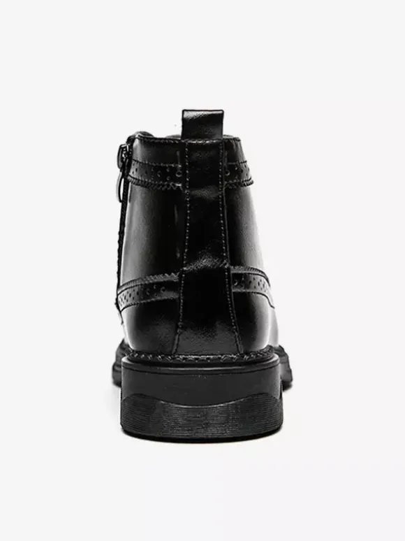 Bottes classiques à bout golf pour hommes bottines Derby en cuir à bout rond et talon bas