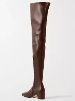 Bottes cuissardes à bout carré et talon épais pour femme