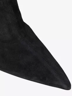 Bottes cuissardes en daim à talons hauts et bout pointu