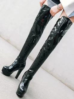 Bottes cuissardes noires Bottes femme à talons hauts