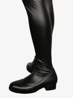 Bottes cuissardes à talons hauts grande taille en cuir PU noir
