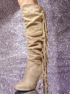 Bottes Cuissards À Talon Aiguille En Micro-Suède Pour Femmes