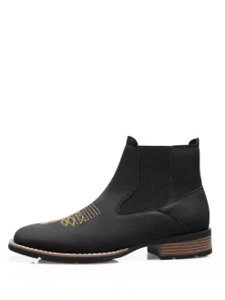 Bottes de cowboy western pour hommes bottines Chelsea à bout carré bottines décontractées à broderies rétro