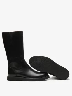 Bottes De Travail Hommes En Cuir De Vachette Bottes Hautes Classiques Noires