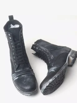 Bottes de travail Martin pour hommes en cuir de vachette Bottines courtes classiques noires