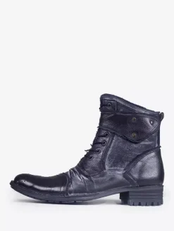 Bottes de travail Martin pour hommes en cuir de vachette classique noir bottines courtes à lacets