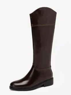 Bottes d'équitation noires pour femmes bottes plates à bout rond