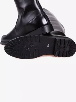 Bottes d'équitation pour hommes noires bout rond boucle montantes jusqu'aux genoux