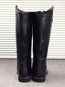 Bottes d'équitation pour hommes noires à bout rond et à lacets montantes jusqu'aux genoux