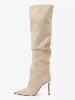 Bottes en daim au-dessus du genou Bottes à talons hauts à bout pointu en daim pour femmes