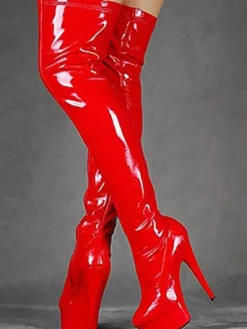Bottes Femmes 2026 Noir Sexy Plateforme Amande Talon Haut Bottes au Dessus de Genou Cuissardes