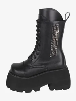 Bottes gothiques épaisses Lolita blanches en PU à bout rond chaussures Lolita en cuir PU