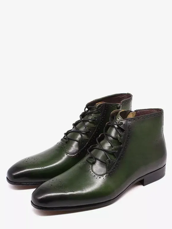 Bottes habillées pour hommes bottines en cuir véritable faites à la main