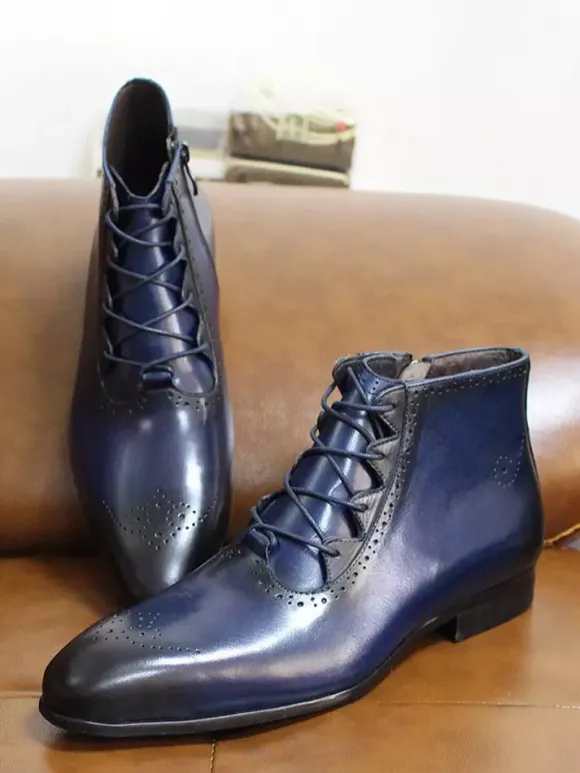 Bottes habillées pour hommes bottines en cuir véritable faites à la main
