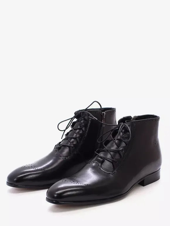 Bottes habillées pour hommes bottines en cuir véritable faites à la main