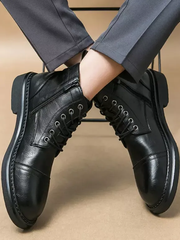 Bottes habillées pour hommes bottes derby à bout droit bottines formelles à semelle épaisse