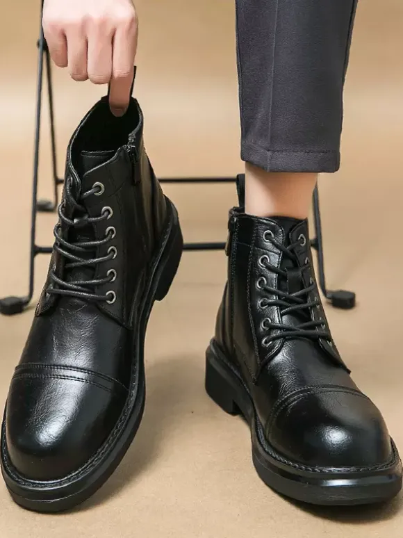 Bottes habillées pour hommes bottes derby à bout droit bottines formelles à semelle épaisse