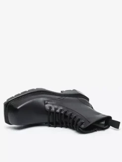 Bottes habillées rigides à bout carré pour homme chaussures habillées en cuir à lacets avec semelle épaisse