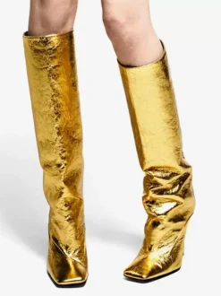 Bottes hautes à bout carré et talons hauts bottes au genou