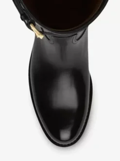 Bottes hautes noires à bout rond et plat avec boucle pour femme