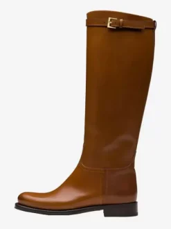 Bottes hautes noires à bout rond et plat avec boucle pour femme