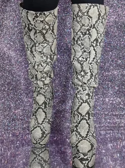 Bottes hautes pour femmes Motif serpent Plate-forme Bottes sexy à talons hauts