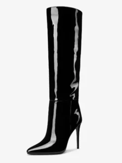 Bottes hautes à talons hauts et bout pointu  bottes au genou à talons aiguilles