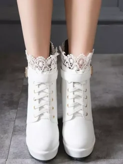 Bottes Lolita classiques Chaussures à lacets à lacets et chaussures noires Lolita
