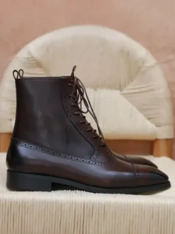 Bottes Martin pour hommes en cuir de vache noir bottes de travail courtes à bout carré