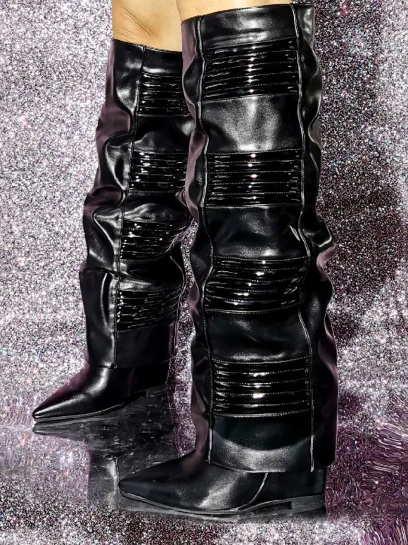 Bottes Mi-longues À Talons Compensés Chaussures Pour Femmes Bottines