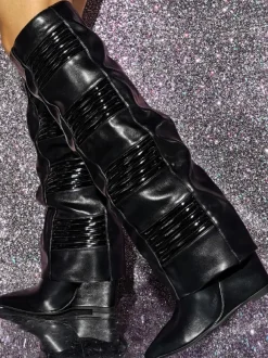 Bottes Mi-longues À Talons Compensés Chaussures Pour Femmes Bottines