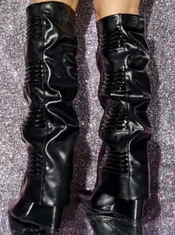Bottes Mi-longues À Talons Compensés Chaussures Pour Femmes Bottines