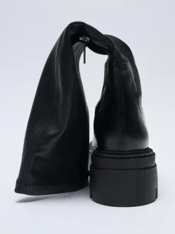 Bottes mi-mollet noires pour femmes bottes élastiques zippées à plateforme