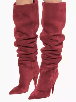 Bottes mi-mollet pour femmes avec tige en micro-suède et bout carré à talon chaton